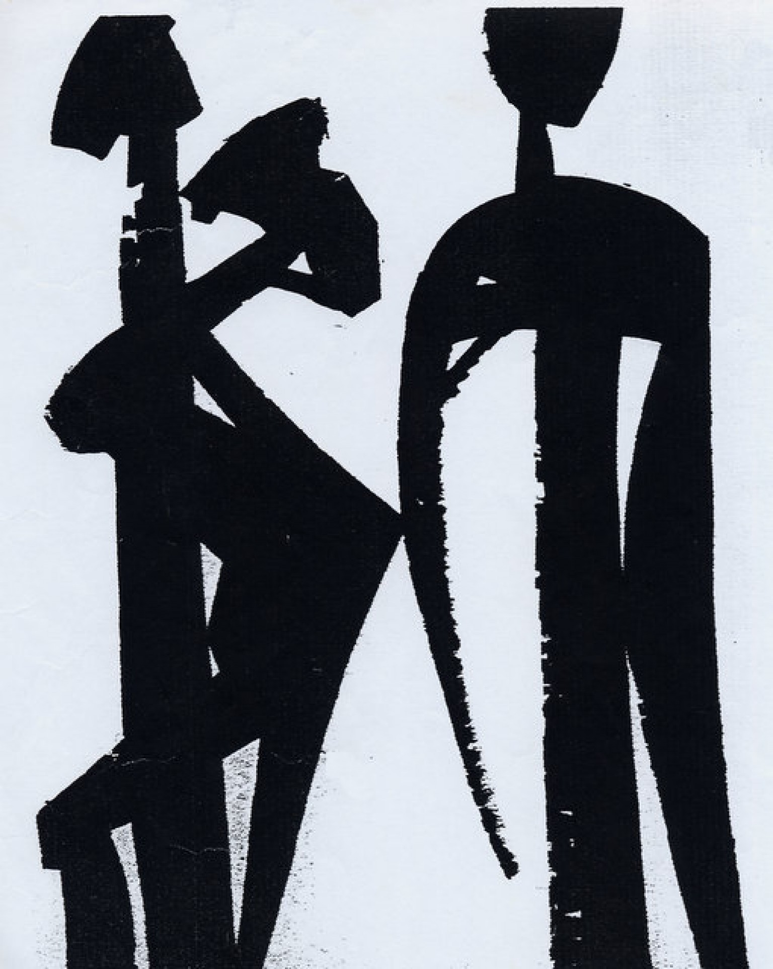 Accouplement. Dessin à l'encre de chine de l'artiste Victor Anicet. Oeuvre originale. 1970